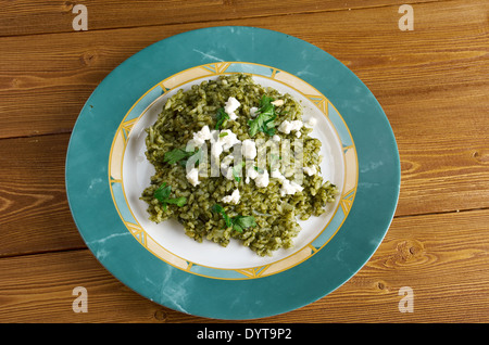 spanakorizo - Spinach and rice greek dish Stock Photo
