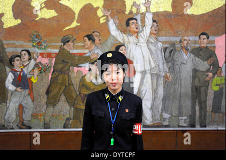 North Korean metro guard Stock Photo