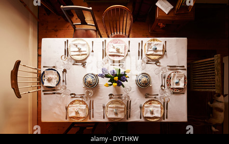 Sophisticated lunch table setting Stock Photo