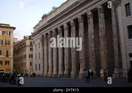 Italy. Rome. Temple of Hadrian or Hadrianeum. Year 145.  Colonnade with Corinthian columns. Piazza di Pietra (Piazza of Stone). Stock Photo