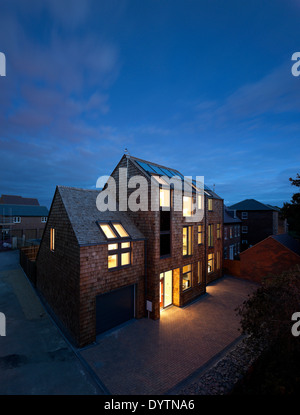 Exterior of CarbonLight Home at night, Rothwell, Kettering Stock Photo