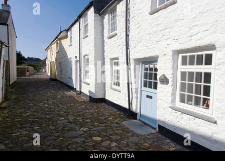 A residential street in the fishing village of Boscastle, Cornwall Stock Photo