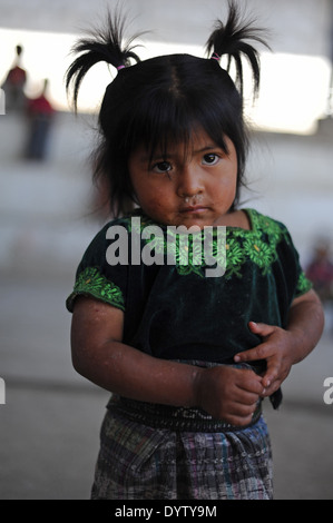 Maya indigenous girl in Tierra Linda, Solola, Guatemala. Stock Photo