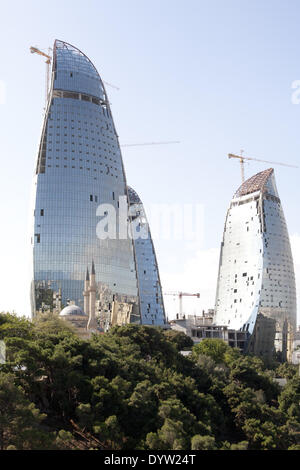 Flame Towers Baku, Autumn 2011 Stock Photo