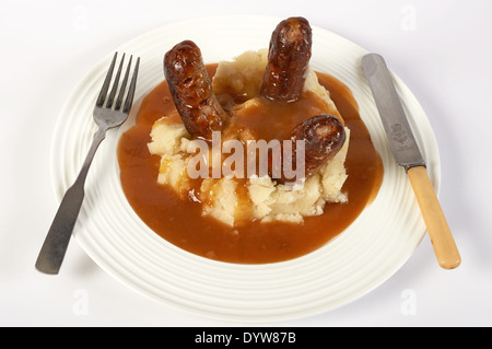 Bangers & Mash with gravy Stock Photo