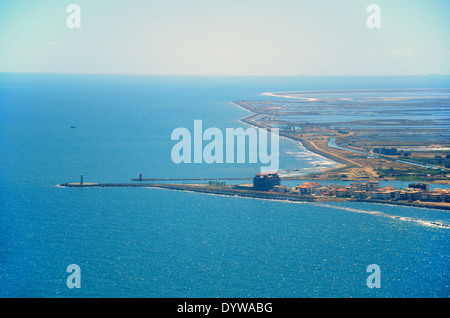 The mouth of the Nile at Damietta, Egypt where the fresh waters of the worlds longest river the Nile meets the end of its long journey from central Af Stock Photo