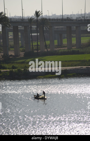 The mouth of the Nile at Damietta, Egypt where the fresh waters of the worlds longest river the Nile meets the end of its long journey from central Af Stock Photo