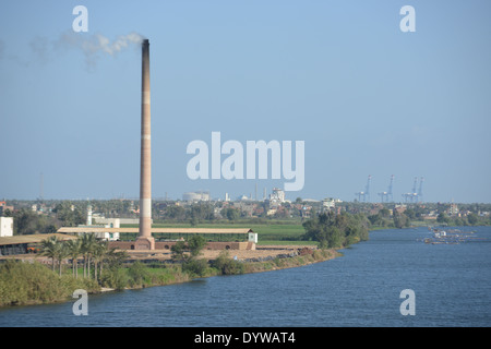 The mouth of the Nile at Damietta, Egypt where the fresh waters of the worlds longest river the Nile meets the end of its long journey from central Af Stock Photo