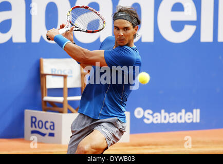 Barcelona, Spain. 25th Apr, 2014. BARCELONA-SPAIN -25 April: Rafael Nadal in the 1/4 final match between Rafael Nadal and Nicolas almagro, for the Barcelona Open Banc Sabadell, 62 Trofeo Conde de Godo, played at the Tennis RC Barcelona on April 25, 2014. Photo. Joan Valls/Urbanandsport/Nurphoto Credit:  Joan Valls/NurPhoto/ZUMAPRESS.com/Alamy Live News Stock Photo