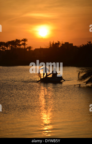 The mouth of the Nile at Damietta, Egypt where the fresh waters of the worlds longest river the Nile meets the end of its long journey from central Af Stock Photo