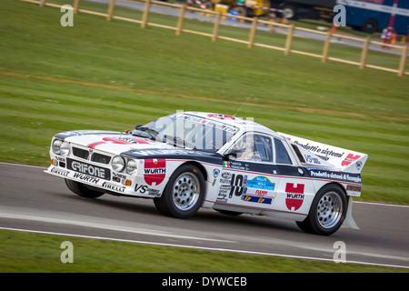 1983 Lancia 037 Group B rally car with driver Tony Hart. 72nd Goodwood Members meeting, Sussex, UK. Stock Photo