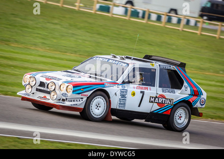 1986 Lancia Delta S4 Group B rally car with driver Andrew Beverly. 72nd Goodwood Members meeting, Sussex, UK. Stock Photo