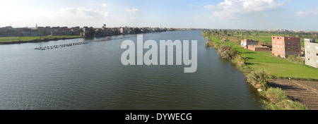 The mouth of the Nile at Damietta, Egypt where the fresh waters of the worlds longest river the Nile meets the Mediterranean Stock Photo