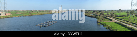 The mouth of the Nile at Damietta, Egypt where the fresh waters of the worlds longest river the Nile meets the Mediterranean Stock Photo