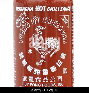 Aliso Viejo, California, USA. 25th Apr, 2014. Huy Fong Foods Sriracha plant in Irwindale that produces the popular Sriracha hot sauce has 90 days to contain its fumes after a decision by a California city council to label it a public nuisance. The Irwindale City Council's resolution enables officials to make changes if the smells continue after the factory's deadline has past. The factory had been working with the South Coast Air Quality Management District on the filtration system since complaints from residents first happened. Irwindale residents, east of Los Angeles, sued Huy Fong Foods al Stock Photo