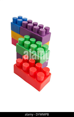 building blocks wall on a white background Stock Photo