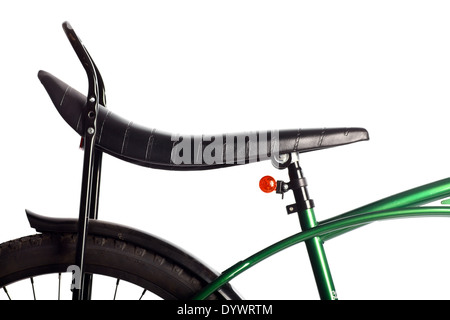Color detail with the saddle of a bicycle. Stock Photo