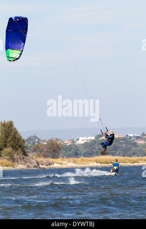 Kite and Wind Surfing at Pelican Point Perth Western Australia Stock Photo