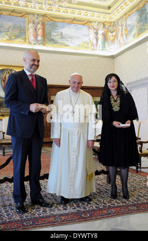 Vatican, Rome, Italy. 24th Apr, 2014. Pope Francis received in audience the Prime Minister of the Republic of Albania, Mr. Edi Rama. Credit:  Realy Easy Star/Alamy Live News Stock Photo