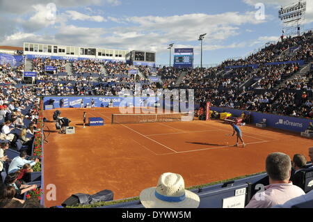 Barcelona, Spain. 25th Apr, 2014. Rafael Nadal battles against Nicolas Almagro General view during day five of the ATP World Tour 500 series on the 2014 ATP World Tour,  quarter finals Barcelona Open Banc Sabadell at the Real Club de Tenis Barcelona. Credit:  fototext/Alamy Live News Stock Photo