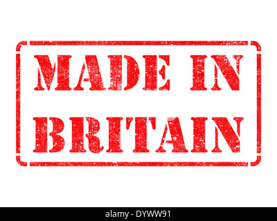 Made in Britain - inscription on Red Rubber Stamp Isolated on White. Stock Photo