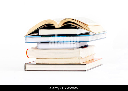 Pile of books on a white background Stock Photo