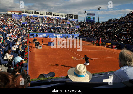 Barcelona, Spain. 25th Apr, 2014. Rafael Nadal battles against Nicolas Almagro General view during day five of the ATP World Tour 500 series on the 2014 ATP World Tour,  quarter finals Barcelona Open Banc Sabadell at the Real Club de Tenis Barcelona Credit:  fototext/Alamy Live News Stock Photo