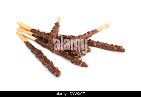 Stak chocolate sticks on a white background Stock Photo