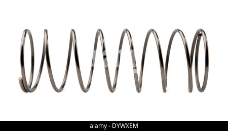 Gray metal spring on a white background Stock Photo