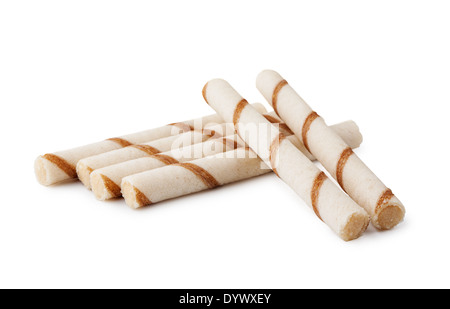 Waffle sticks on a white background Stock Photo