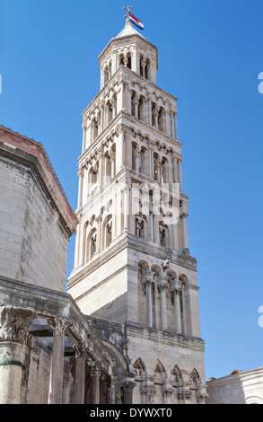 Bell Tower of Cathedral of Saint Dominius in Split, Croatia. Stock Photo