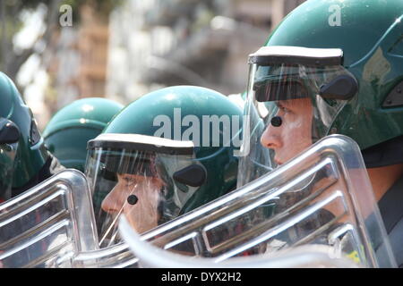 Rome, Italy. 25th April 2014. Mass police presence due to tensions between Pro Jewish and Pro Palestinian groups at the Liberation Day commemorations in Porta San Paolo Square in Rome Italy Credit:  Gari Wyn Williams / Alamy Live News Stock Photo