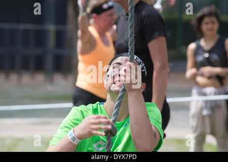 Rome, Italy. 26th Apr, 2014. Spartan Race is a 'strong effort' race that involve more than 3000 athletes, mainly amateur and not professionals. Firs time in Italy, the race have obstacles as walls to climb, nets, game e weight lifting Credit:  Francesco Gustincich/Alamy Live News Stock Photo