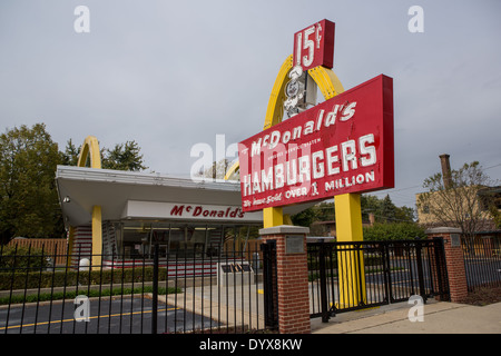 The first McDonalds hamburger restaurant now a museum in Des Plaines, Illinois, USA Stock Photo