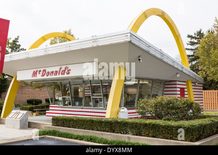 The first McDonalds hamburger restaurant now a museum in Des Plaines, Illinois, USA Stock Photo