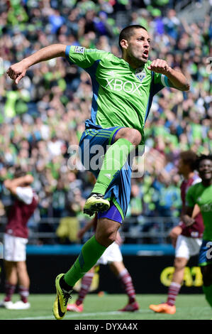 Seattle, WA, USA. 26th Apr, 2014. Seattle Sounders FC forward Clint