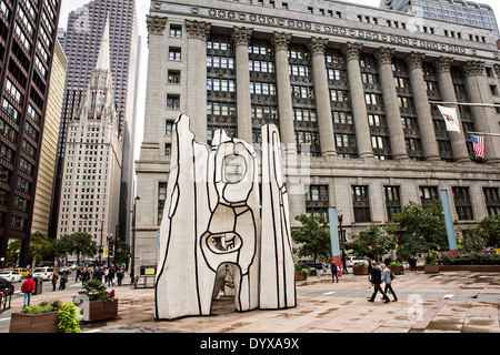 Monument with Standing Beast abstract art sculpture by Jean Dubuffet outside the James R. Thompson Center in Chicago, IL. Stock Photo