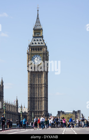 Tourists and visitors on Westminster Bridge, London England United Kingdom UK Stock Photo