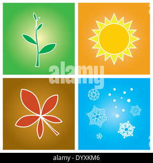 Vector illustration - simple symbols of four season concept Stock Photo