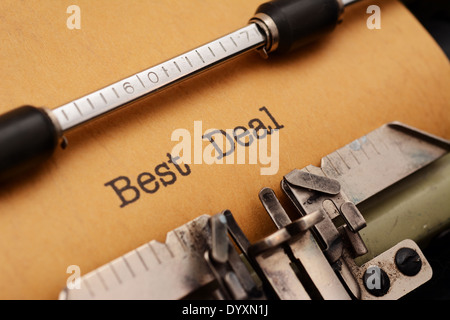 Best deal text on typewriter Stock Photo