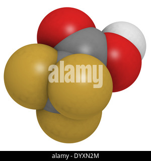 Trifluoroacetic acid (TFA) molecule, chemical structure. Highly corrosive liquid acid that is often used as a solvent or reagent Stock Photo