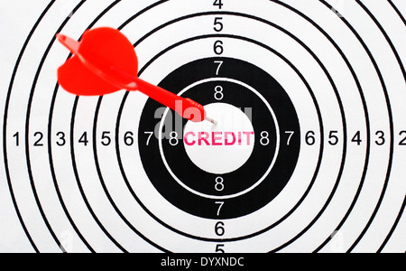 Credit text on target Stock Photo
