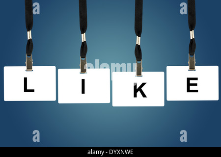 like word on badge with blue background Stock Photo