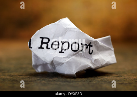 Report text on paper Stock Photo