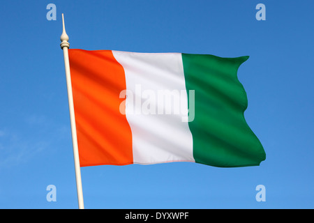 The flag of Ivory Coast or Cote d'Ivoire Stock Photo