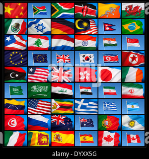 National flags from countries around the world. Stock Photo