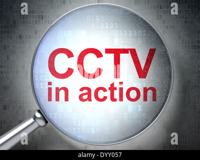 Safety concept: CCTV In action with optical glass Stock Photo