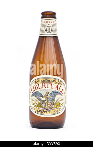 Bottle of "Liberty Ale", a popular India Pale Ale launched in 1975 by the Anchor Brewing Co, San Francisco, California, USA Stock Photo