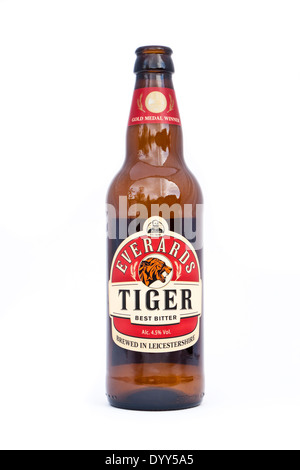 Bottle of Tiger Best Bitter (4.2%) by Everards Brewery, a family business founded in Leicester, UK in 1849. Stock Photo