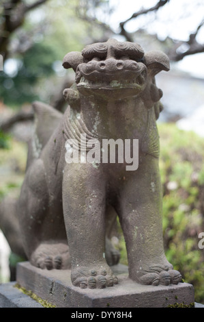 Komainu statue at a temple In Tokyo, Japan Stock Photo